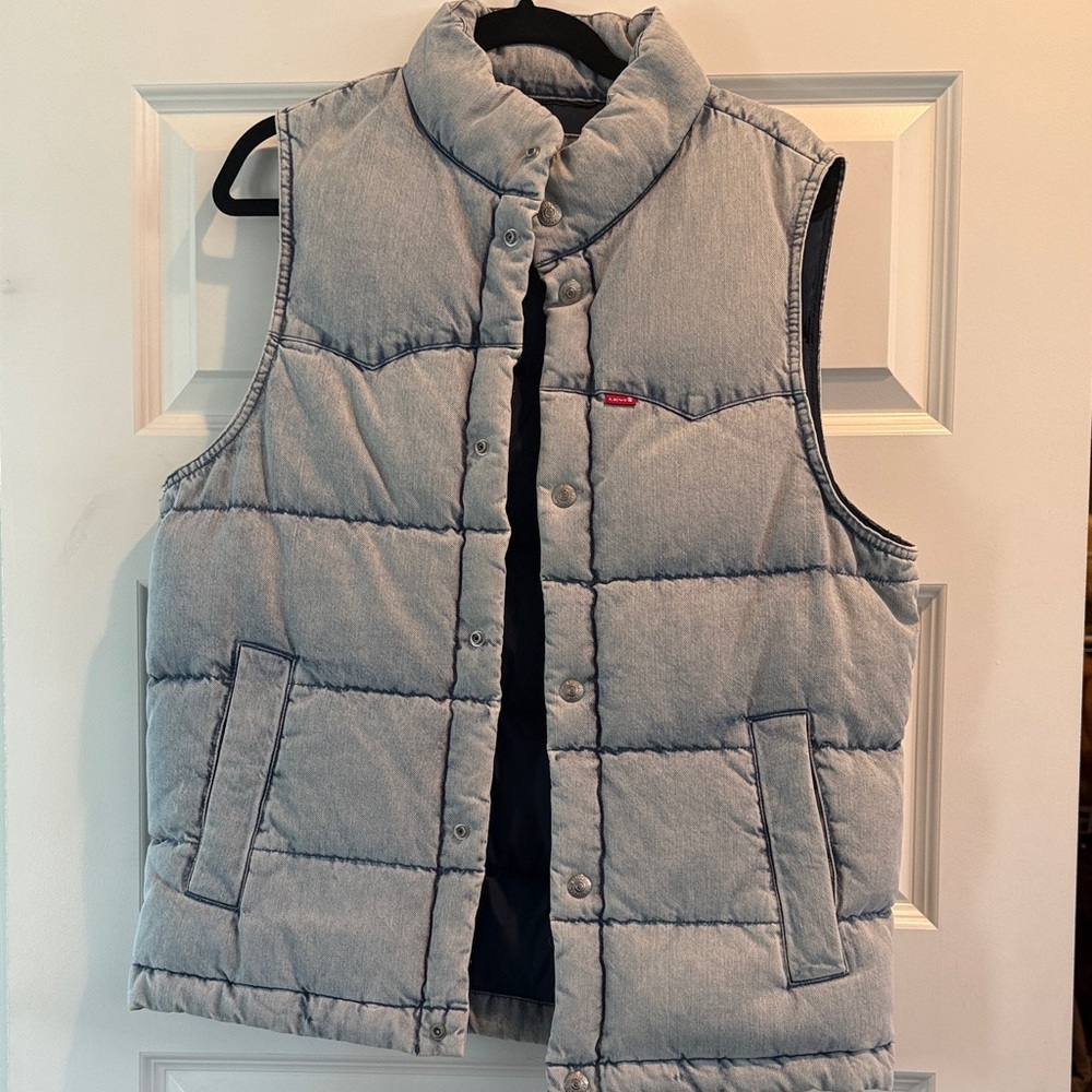 Mens denim Puffer Vest